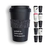 heybico Coffee to go Becher | Mehrweg Kaffeebecher hergestellt im Schwarzwald | Mehrwegbecher mit Schraubverschluss | Bruchsicher | leicht | Geduld