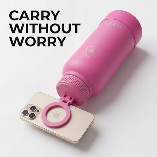 Image of HYV MagFlex Insulated Water Bottle 1 Litre | Tripod with Magnetic Lid | Stainless Steel Sipper Bottle for Adults & Kids | Hot & Cold Flask for Gym, Office, Travel | Leakproof | Electric Pink
