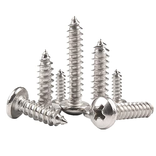 50 Pcs Self Tapping Screws, M5 x 50mm Multi Purpose Small Screw, 304 Stainless Steel, Phillips Pan Head Bolts for Wood, Drywall and Furniture