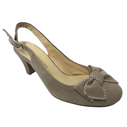 Image of Peter Kaiser Ladies Womens Made Germany Designer Suede Leather Low Block Heel Shoes Sandals Open Toe Slingback Buckle Heels Shoes Size 2-8 (5.5 UK, Taupe Suede)