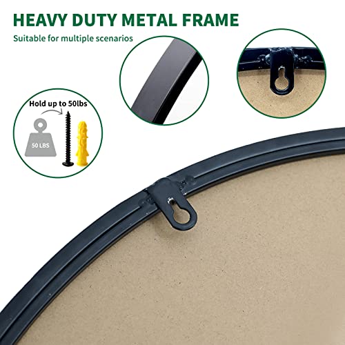 G-Leaf 36 Inch Round Mirror, Metal Frame Wall Mounted Large Circle Mirror For Washing Room, Living Room, Home Decoration,Black #TOP5