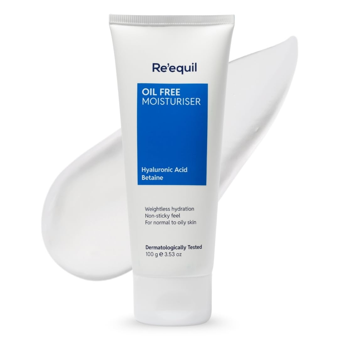 RE' EQUIL Oil Free Moisturiser | Lightweight Moisturizer For Face | Retains Essential Moisture | Prevents Acne Breakouts | Suitable For Normal, Oily & Combination Skin | 100G