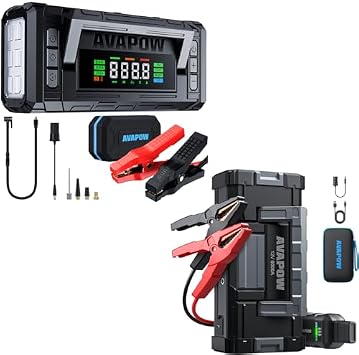 AVAPOW 8000A 150PSI Jump Starter Whit Air Compressor with 4 HD Display & AVAPOW 6000A Car Battery Jump Starter for All Gas & Up to All Diesel Engines