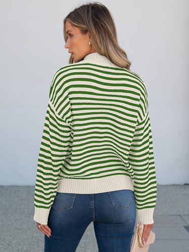 ANRABESS Sweaters for Women Striped Half Zip Long Sleeve Ribbed Knit Pullover Comfy Casual Lightweight Tops 2025 Fall Fashion4