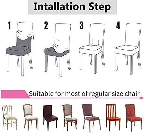 Aisprts Dining Room Chair Covers Slipcovers Set of 4 or 6, Stretch Removable Washable Dining Chair Protector Decoration Cover Seat Slipcover for Hotel,Ceremony,Banquet,Kitchen,Restaurant,Home