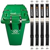 X-partner 4PCS Heavy-Duty Bear Proof Trash Can Locks - Animal-Proof Garbage Can Lid Straps for 28-96 Gallon Outdoor Bins, Secure Locking Buckle Against Raccoons & Wildlife - Black