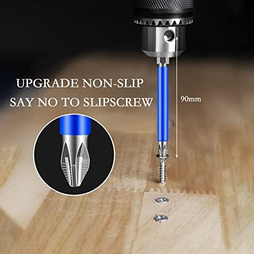 12Pcs 90mm PH2 Magnetic Screwdriver Bits Set, Non-Slip Impact Screwdriver Bits Set 1/4 Inch Hex Shank for Impact Driver Electric Screwdrivers and Drill (PH2 x 90mm)