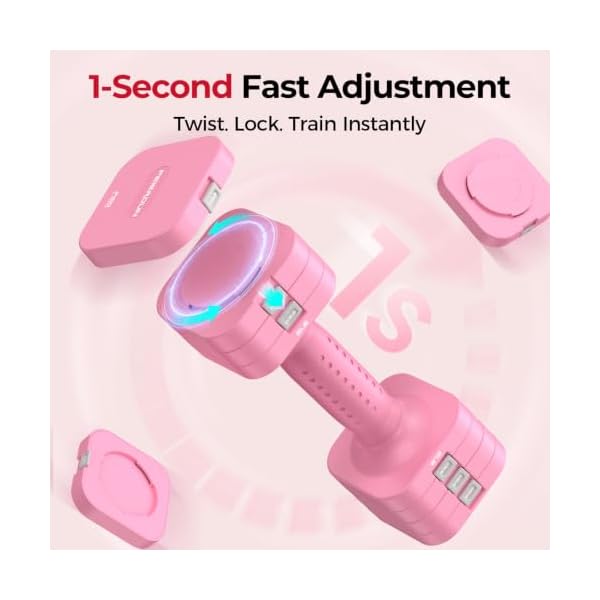 FEIERDUN DB3 5-in-1 Adjustable Dumbbell Set, 6LB/10LB Pair Adjustable Weights for Women at Home, Dual Locking Stable Hand Weights with TPU Soft Handle, Home Gym, Rehab, Pilates, Yoga, Strength Training - Image 3