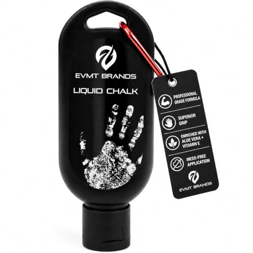 EVMT Brands Liquid Chalk, Mess Free Gym Chalk for Weightlifting, Gymnastics, Rock Climbing. Sweat Resistant and Long Lasting for Stronger Grip. Package May Vary.