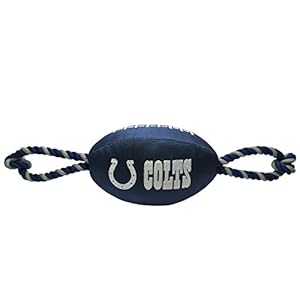 NFL INDIANAPOLIS COLTS Football Dog Toy with Strong Pull Ropes & Inner Squeaker