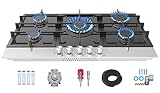 Homtone 34 Inch Gas Cooktop, Built-in Gas Stove with 5 Sealed Burners, 36004 BTU Total, NG/LPG Conve