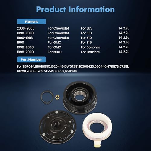 Image of ECCPP AC Compressor Clutch for Chevrolet S10 for GMC Sonoma 2.2L 1998-2003