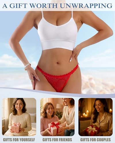 Image of Sexy Underwear for Women Lace Panties Sexy Thong with Funny Rhinestone Letters for Couple Gifts