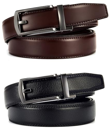Image of CHAOREN Click Belt for Men 2 Pack - Mens Dress Belt 1 1 /4 inch in Packing Box - Design Belt Meet Almost Any Outfit and Occasion