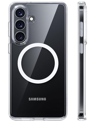 Image of TORRAS Magnetic Shockproof Fit for Samsung Galaxy S26 Case, [Non-Yellowing] [Strong Magnet] [12FT Military-Grade Protection] Transparent Slim Case for Samsung Galaxy S26 Back Cover, Diamond Clear