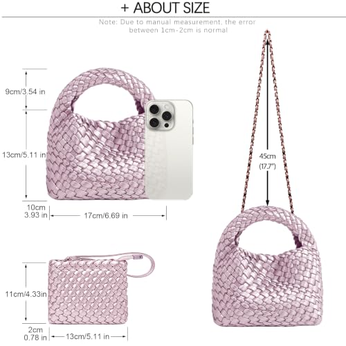 Image of JINMANXUE Fashion Mini Handbag For Women, Woven Tote Bucket Composite Bag Knitting Chain Bags, Crossbody Shoulder Purses