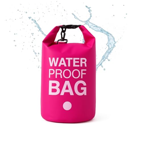 Bolsa Estanque Impermeável 5L Dry Bag Prova d'água Trilha Caiaque Camping Pesca Praia Mochila Leve Resistente (Rosa)