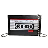 WEIWUXIAN Bolso Vintage con Forma de Radio, Bolso de Cadena de Los 90s para Mujer, Bandolera Retro con Casete de Mano, para Fiestas Disco en las Décadas de 80 y 90