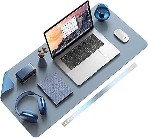 YSAGi Non-Slip Desk Pad, Waterproof PVC Leather Desk Table Protector, Ultra Thin Large Mouse Pad, Easy Clean Laptop Desk Writing Mat for Office Work/Home/Decor (60 x 35 cm, Light Green)