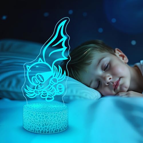 Image of Officially Licensed Dog Man Night Light - Cat Kid LED Glow Light with Removable 7 Colors Base, Kids Bedroom Decor Bedside Lamp, Night Light for Kids, Christmas Birthday Gifts for Boys & Girls