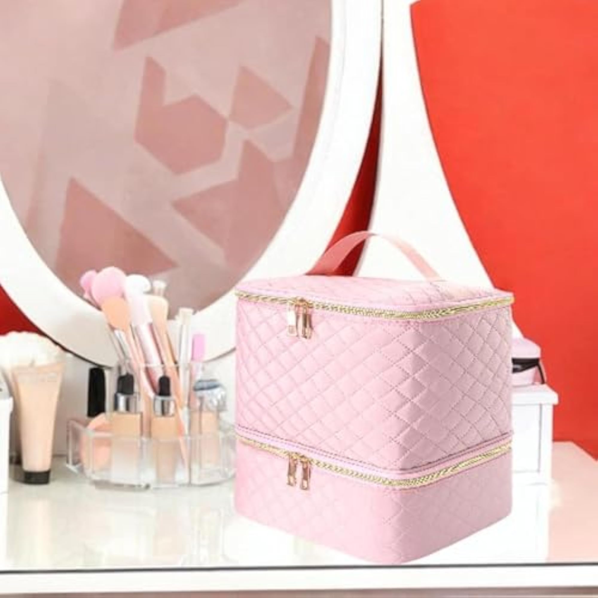 Nail Polish Carrying Case Bag, 2 Tier for Manicure Sets