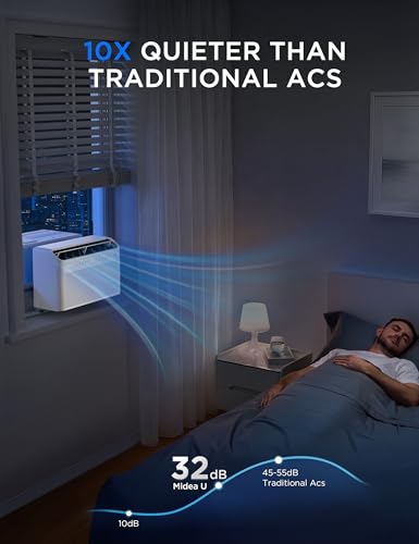 Image of Midea 6,000 BTU U Shaped Smart Inverter Window Air Conditioner - Cools 250 Sq Ft, Ultra Quiet with Open Window Operation - Alexa /Google Assistant Compatible, 37% Energy Savings, Remote (2026 Edition)