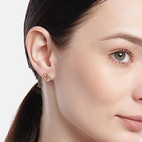 Image of ZAVYA 925 Sterling Silver Cubic Zirconia Circular Gold Plating Earrings | | Gift for Women and Girls | With Certificate of Authenticity and 925 Hallmark