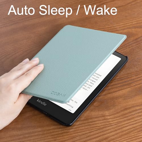 Image of CoBak Case for 7 inch E-Readers - All New PU Leather Cover with Auto Sleep Wake Feature for E-Readers 2024 Released,Sage Green