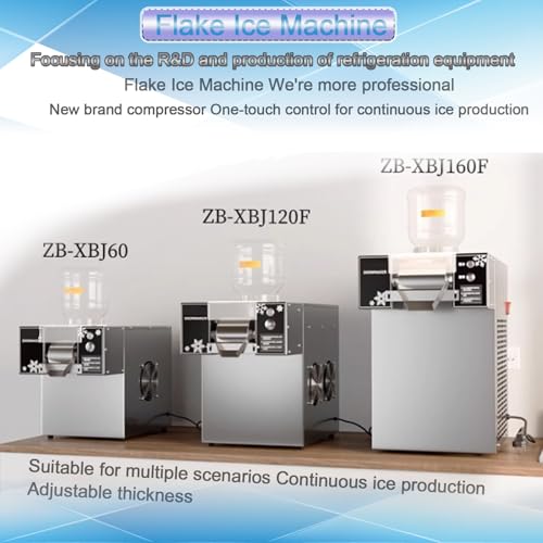 Commercial Snowflake Ice Maker Machine, Automatic Stainless Steel Ice Shaver for Shaved Ice, Snow Cones, Air Cooling System - Ideal for Bakery & Cafe (120KG)