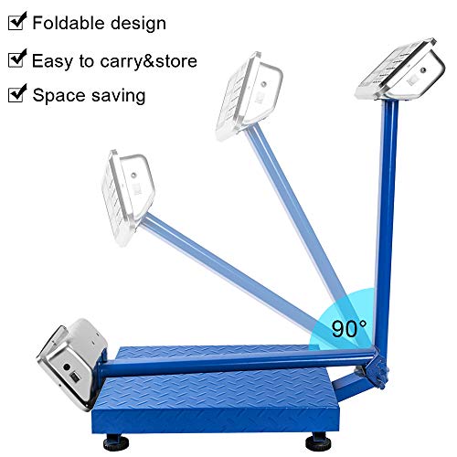 Tuffiom 660Lbs Weight Electronic Platform Scale,Digital Floor Heavy Duty Folding Scales,Stainless Steel High-Definition Lcd Display,Perfect For Luggage Shipping Mailing Package Price (Dark Blue) #TOP2