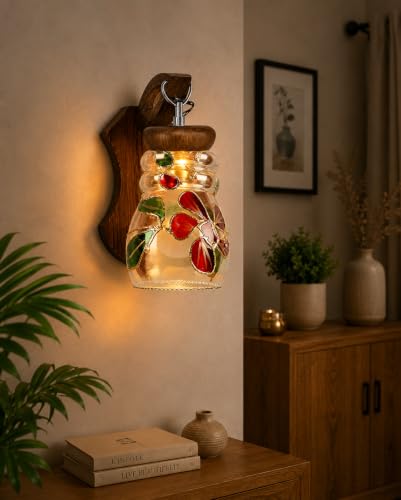 Image of Home Decor Wall Lights Glass Lamp Shade with Premium Finish & E27 Bulb Holder for Living Room, Bedroom, Balcony, Kitchen, Cafes | Decorative Night Lamps Fixtures | Elegant Wall Hanging Lights