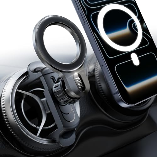 YOSH Mercedes Handyhalterung für Magsafe Magnetische Handyhalterung Auto Mercedes für A/B/C/V-Klasse GLA/GLC/CLA Upgrade Federclip für Runde Lüftung Schnelle Montage für iPhone Samsung Pixel