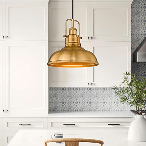 Image of zeyu 2 Pack Farmhouse Pendant Lights, 11-inch Industrial Ceiling Pendant Light Fixture with Metal Dome Shade, Gold Finish, 016-1-2PK BG