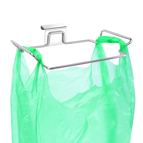 OYSIR Large Stainless Steel Trash Bag Holder for Kitchen Cabinets Doors and Cupboards, Under Sink Bag Holder, Garbage Bag Holder, Space Saving Waste Can, Hanging Kitchen Trash Cans