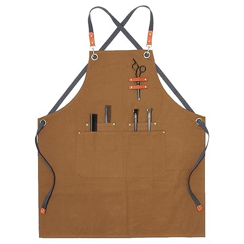 ASWRTYJO Canvas Apron Fashion Barista Painting Female Manicure Milk Tea Shop Baking Overalls Male