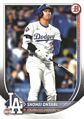 Shohei Ohtani 2025 Bowman Baseball Series Mint Card 17 made by Topps picturing him in his White Los Angeles Dodgers Jersey