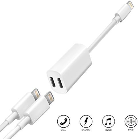 Woitech iPhone 7 Adapter & Splitter Dual Lightning Headphone Audio & Charge Adapter for iPhone X/ 8/ 8 Plus/ 7 / 7 Plus and iOS 10 or Later