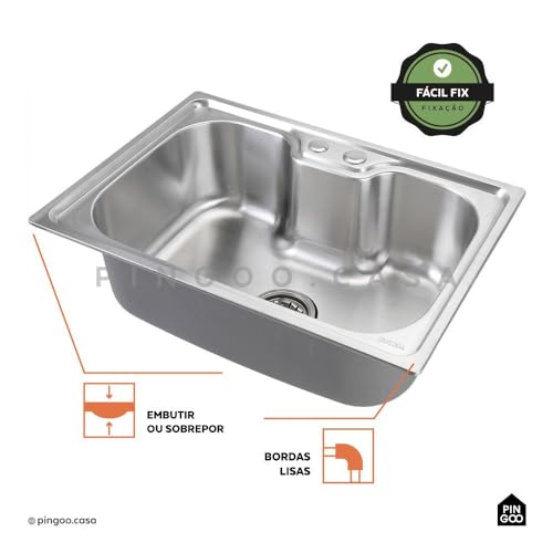 Pingoo.casa, Cuba Gourmet para Cozinha com Acessórios Aço Inox 201 60x42cm Carajás - Prata