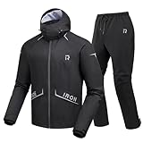 RIDEIRON Tuta Antipioggia Moto Uomo Impermeabile Giacca 15000 mm con Cappuccio Staccabile ...