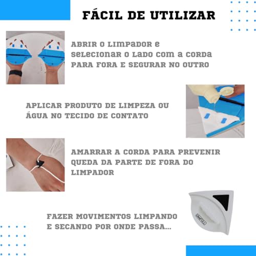 UseFull® Limpador de Vidros Magnético Duas Faces com Imã - Limpa Fora da Janela com Segurança - Rodo