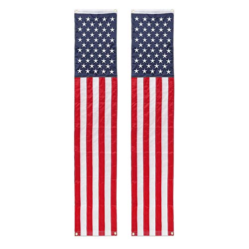 Breezium Nylon 50 Star American Flag Pull Down Banner, 16” x 83” 2 Sided, Embroidered Stars, Grommets- July 4th American Pulldown Flag Outdoor Use- US Vertical Banner Flag- American Flag Decorations Top 4th of July Gift Ideas