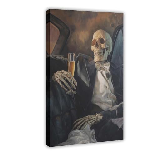 Poster squelette gentleman sur toile 20x30 cm pour décoration de chambre