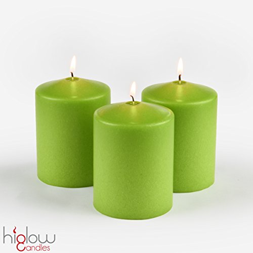 3 x 4 Pillar Candles Set of 3 (Lime Green) (Citronella Scented) Higlow Made in USA