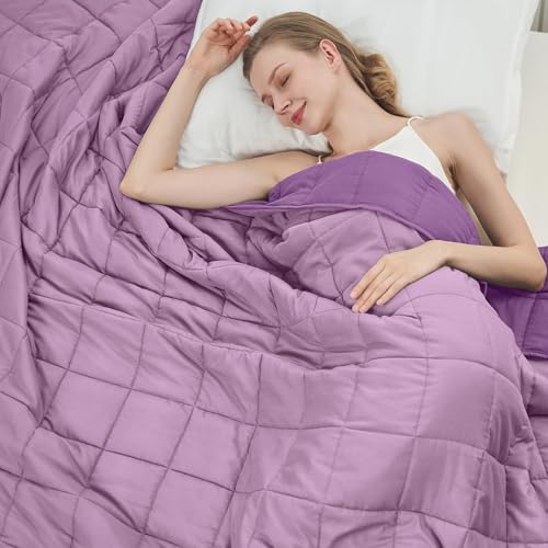 Purple Weighted Blanket for Adults 25lbs, 88"x104", Cal King Cooling Heavy Throw Blanket for 220-280lbs, Microfiber Soft Thick Big Blankets Weighted Comforter Gift for Sleeping