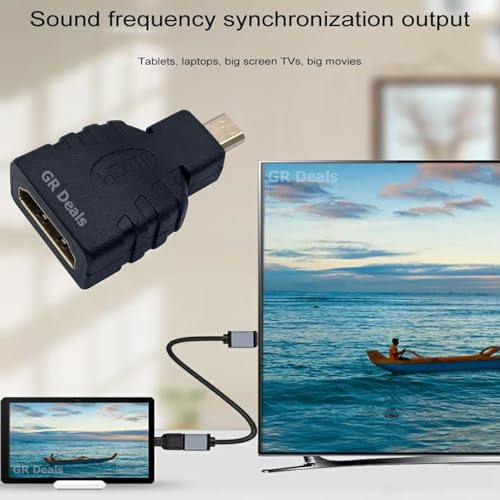 Image of Micro HDMI Adapter, Female (Type-A) to Male (Type-D) for Rassspberrry Piii 4, Gold Plated Connector Converter. (Not for Mobile Micro-USB). (Micro HDTV to HDTV). Black.