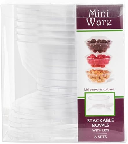 Miniatura 4 de MiniWare - Tazones transparentes apilables con tapas (6 onzas), paquete de 6, diseño elegante, perfectos para preparación de comidas, aperitivos y