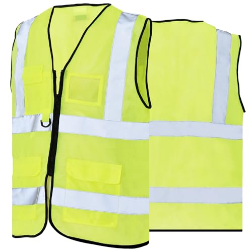 SALUS WEAR High Visibility Vest Reflective Strip Front & Back 3 Pockets 1 ID Window Ideal for Construction, Security and Industrial Work
