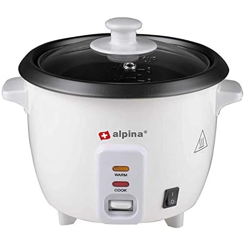 alpina Dampfgarer Reiskocher Warmhaltefunktion 0,6L Dampfgarer Reiskochtopf Aluminiumtopf 300 Watt Cover
