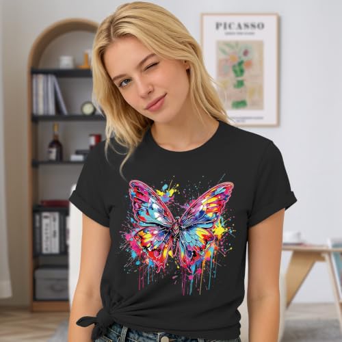 Butterfly Shirts Women Colorful Butterfly Graphic Shirt Cute Insect Lover Tee Tops — view 2