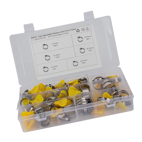 UPKOCH 20pcs Stainless Steel Handle Hose Clamps for Industrial Pipe Clamp Hose Pipe Clips for Woodworking